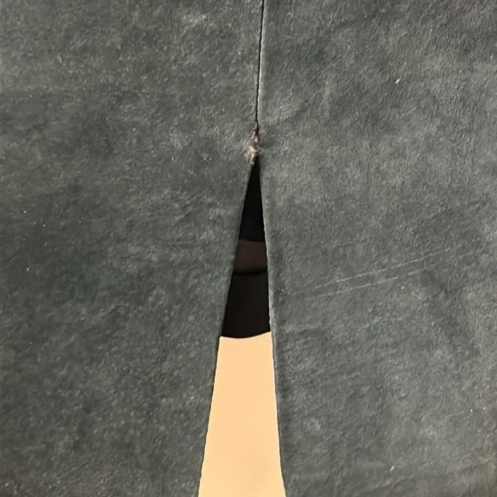 1980's Vintage Pia Rucci Flapper Fringe Suede Sheath Dress Statement Shoulders - Picture 10 of 14